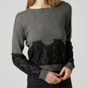 Topshop Gray Lace Applique Sweater